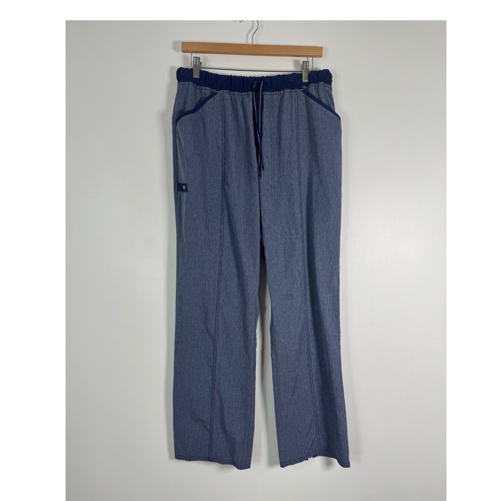 Athletic Scrubstar Women L Scrub Pants Blue Heather Stretch Wide Leg SSL19240BA